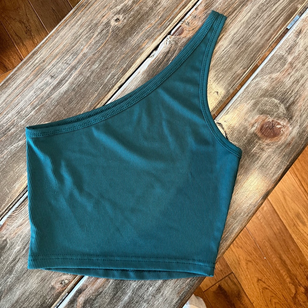 SHEIN one shoulder teal top